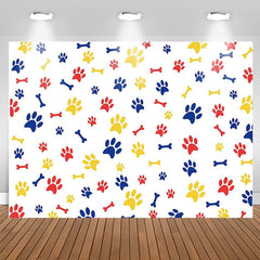 Lofaris Colorful Paws And Bones White Backdrop For Party