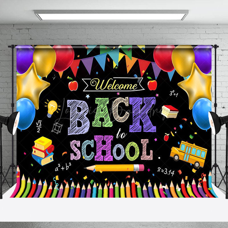 Lofaris Colorful Pencil Balloons Flag Back To School Backdrop