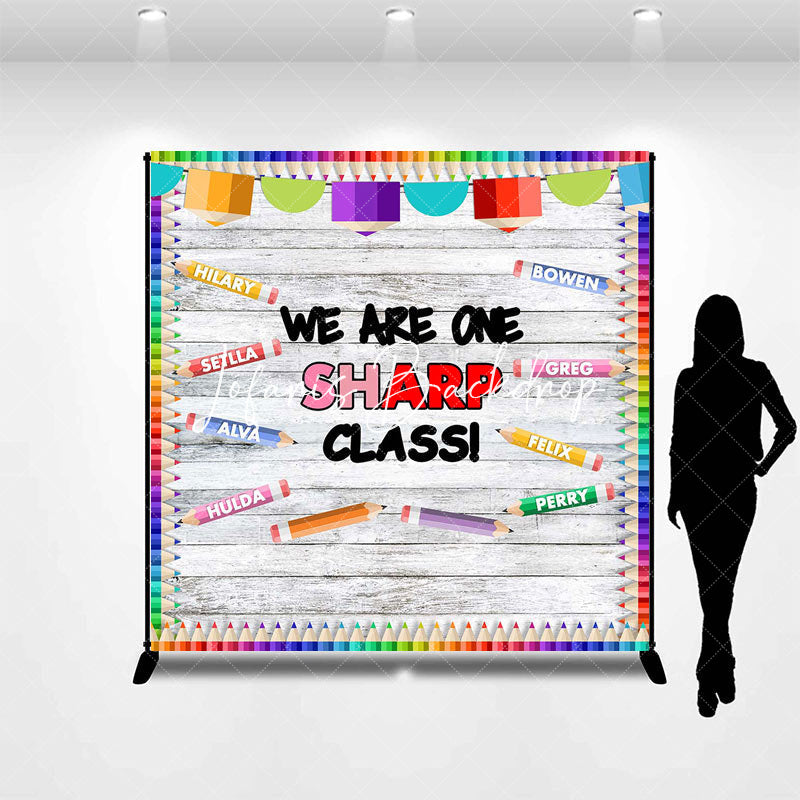Lofaris Colorful Pencil One Sharp Class Custom Name Backdrop