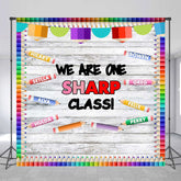 Lofaris Colorful Pencil One Sharp Class Custom Name Backdrop