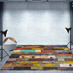 Lofaris Colorful Pigment Retro Brown Wood Floor Backdrop