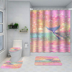 Lofaris Colorful Pink Glittering Mermaid Tail Shower Curtain