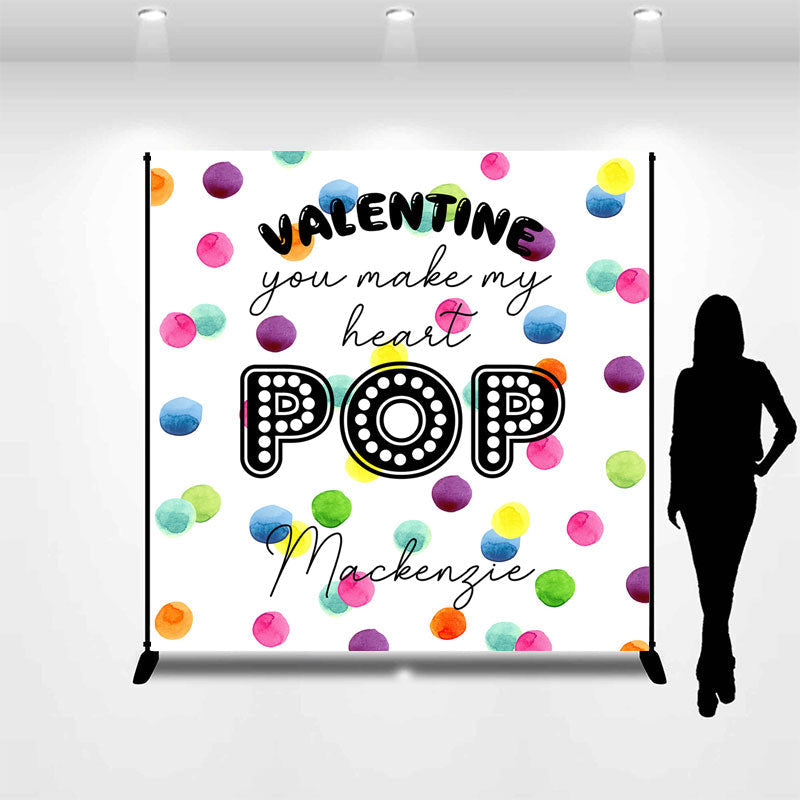 Lofaris Colorful Pop It Custom Name Valentines Day Backdrop