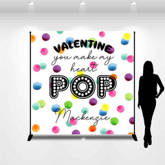 Lofaris Colorful Pop It Custom Name Valentines Day Backdrop