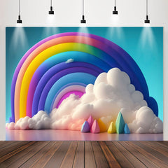 Lofaris Colorful Rainbow Cloud Balloons Birthday Backdrop