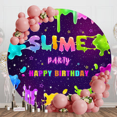 Lofaris Colorful Slime Party Round Happy Birthday Backdrop