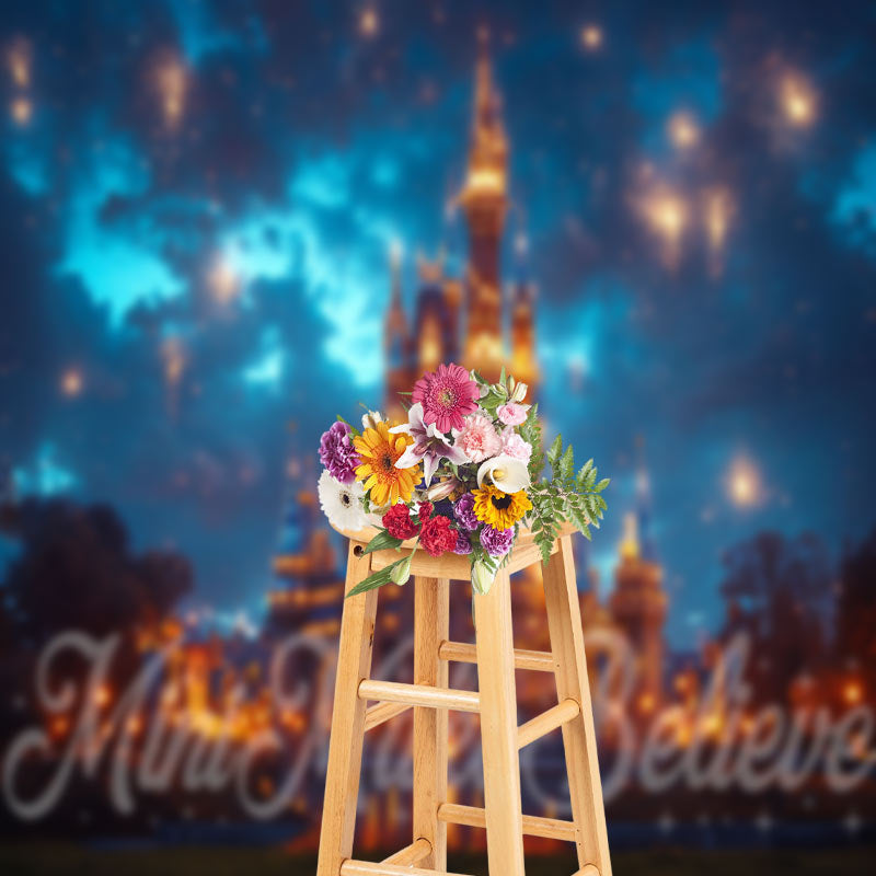 Lofaris Colorful Sparkle Night Castle Backdrop For Photo