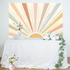 Lofaris Colorful Sunshine Lines Boho Birthday Party Backdrop