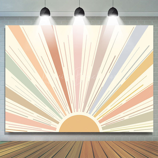 Lofaris Colorful Sunshine Lines Boho Birthday Party Backdrop
