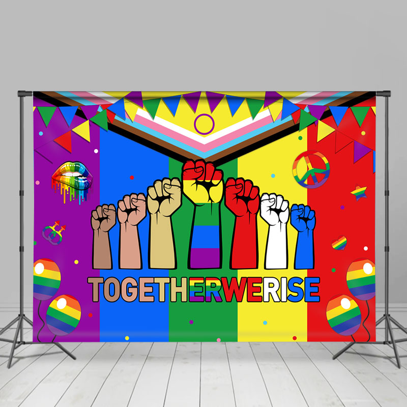 Lofaris Colorful Together We Rise Independence Day Backdrop