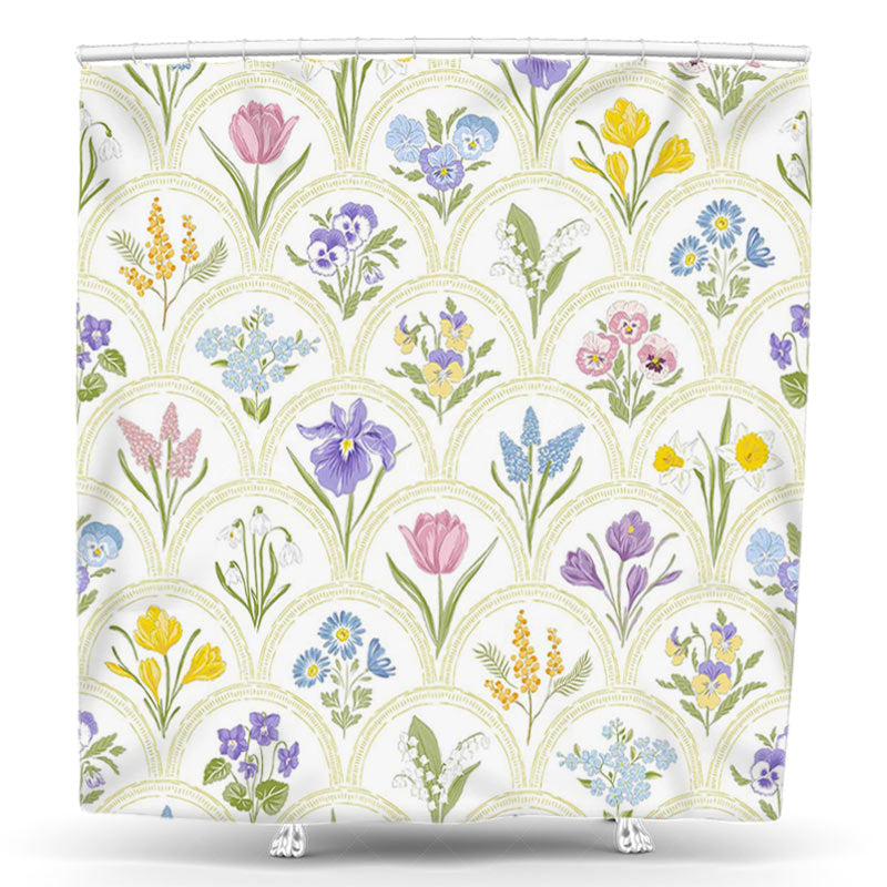 Lofaris Colorful Various Floral Scales Spring Shower Curtain