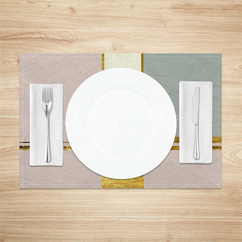 Lofaris Colors Block Golden Morden Fabric Set Of 4 Placemats