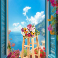 Lofaris Colors Floral Blue Sea Sky Summer Backdrop For Photo