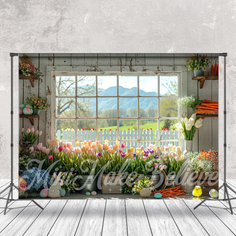 Lofaris Colors Floral Retro Wood Wall Window Photo Backdrop