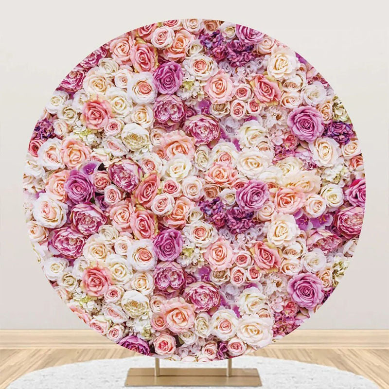 Lofaris Colors Floral Wall Romantic Round Wedding Backdrop