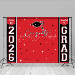 Lofaris Congrats 2026 Grad Black Red Graduation Backdrop