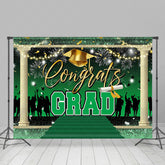 Lofaris Congrats Grad Bachelor Cap Green Graduation Backdrop