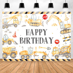 Lofaris Construction Style White Birthday Backdrop For Boys