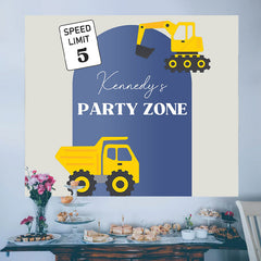 Lofaris Construction Truck Personalized Birthday Backdrop