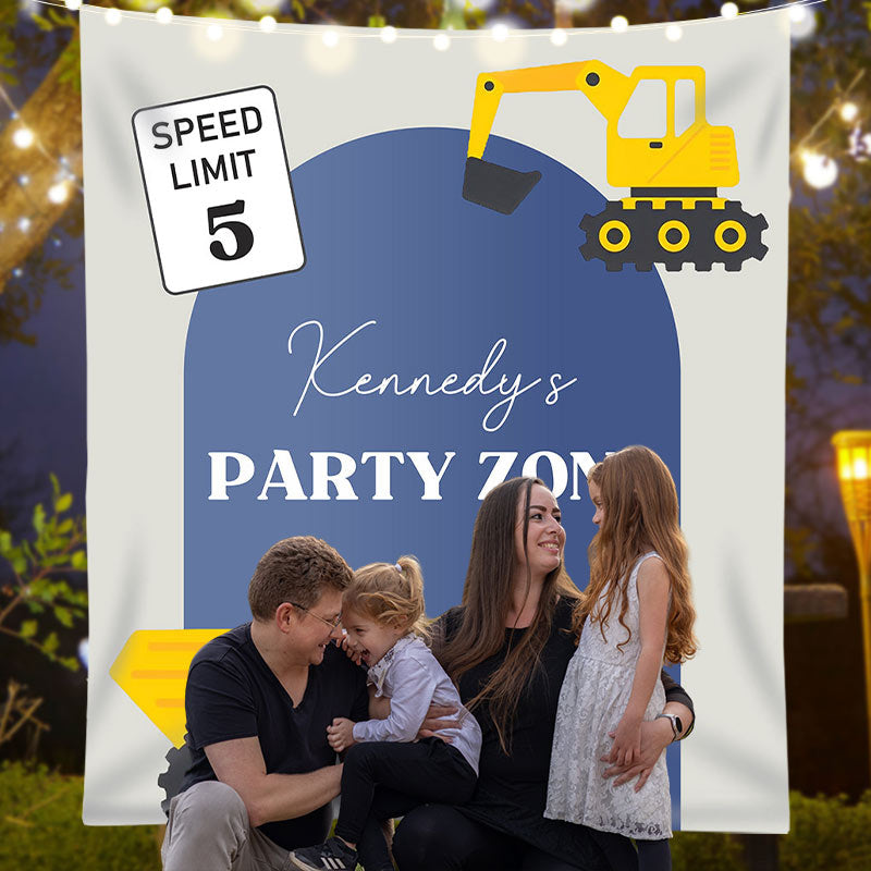 Lofaris Construction Truck Personalized Birthday Backdrop