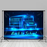 Lofaris Cool Black Blue Neon Bus Back To School Backdrop