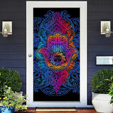 Lofaris Cool Blue Gradient Mandala Hamasa Hand Door Cover