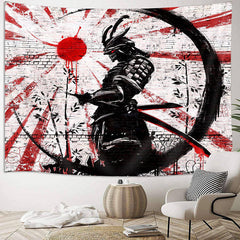Lofaris Cool Brick Wall Graffiti Japanese Samurai Tapestry