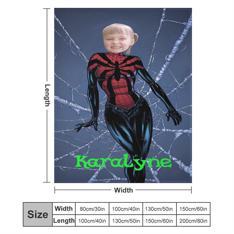 Lofaris Cool Hero Cobweb Grey Custom Photo Blanket For Girls