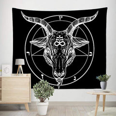 Lofaris Cool Horned Demon Pentagram Satanic Symbol Tapestry