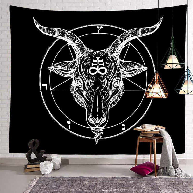 Lofaris Cool Horned Demon Pentagram Satanic Symbol Tapestry