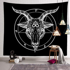 Lofaris Cool Horned Demon Pentagram Satanic Symbol Tapestry
