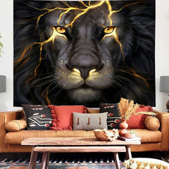 Lofaris Cool Majestic Mighty Domineering Black Lion Tapestry