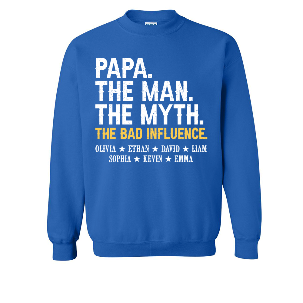 Lofaris Cool Papa The Man Myth Bad Influence Kids Sweatshirt