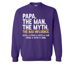 Lofaris Cool Papa The Man Myth Bad Influence Kids Sweatshirt