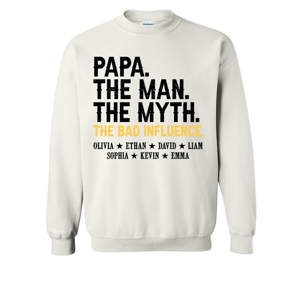 Lofaris Cool Papa The Man Myth Bad Influence Kids Sweatshirt