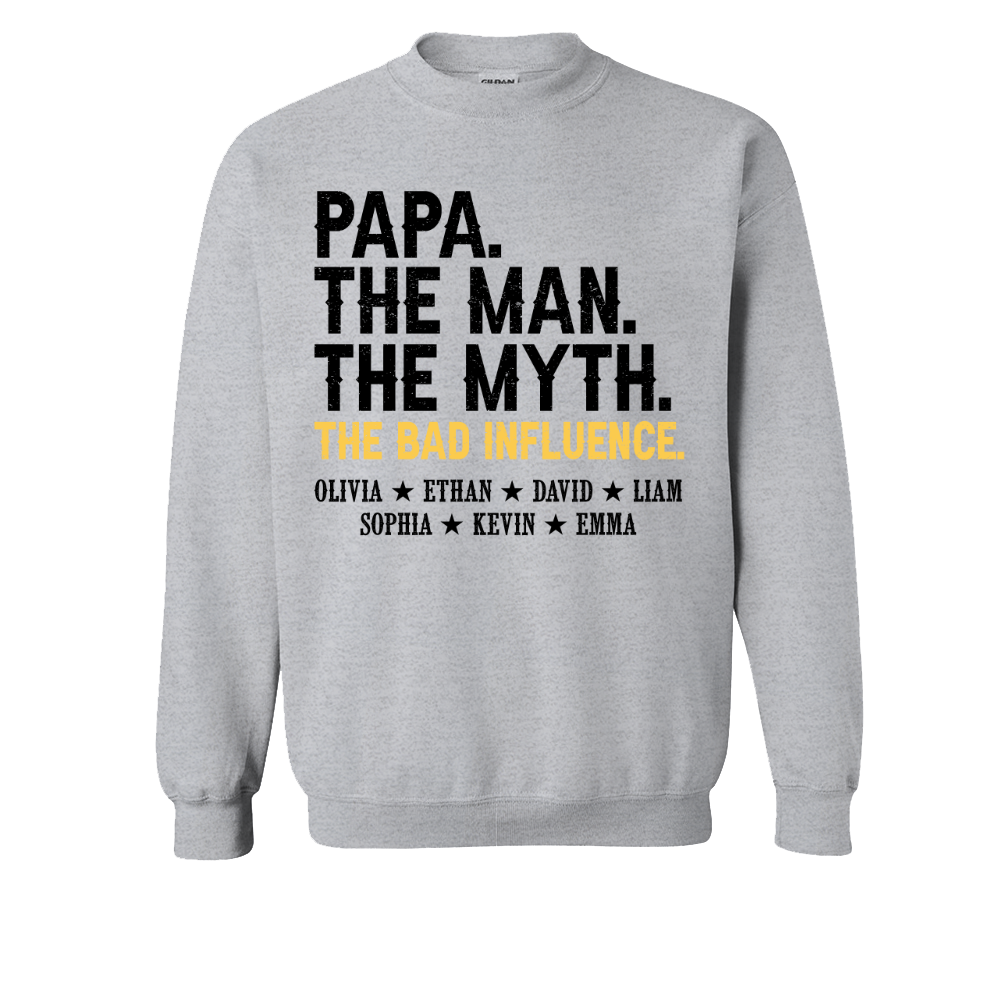Lofaris Cool Papa The Man Myth Bad Influence Kids Sweatshirt
