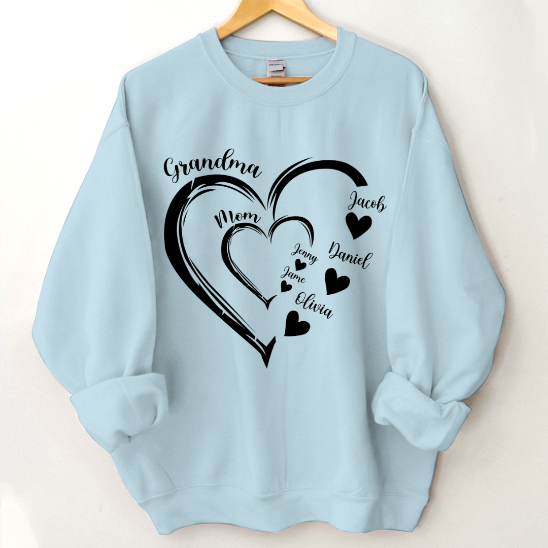 Lofaris Copy Of Heart Grandma Mom Custom Name Sweatshirt