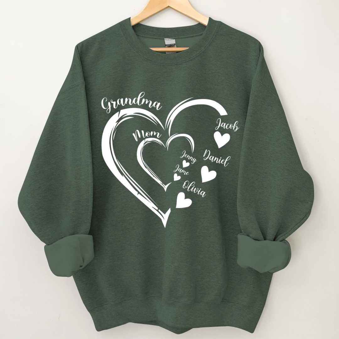 Lofaris Copy Of Heart Grandma Mom Custom Name Sweatshirt