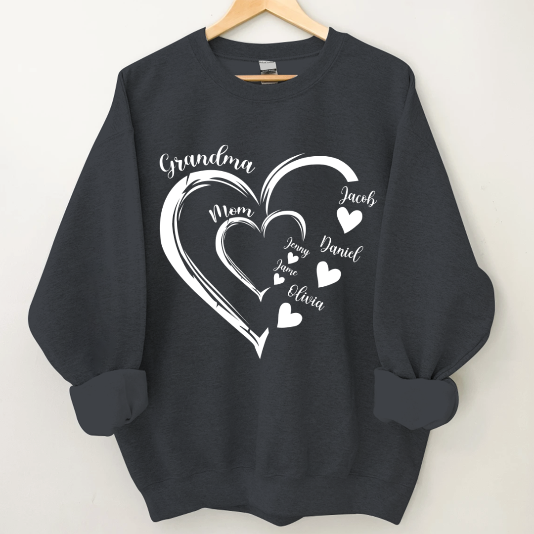 Lofaris Copy Of Heart Grandma Mom Custom Name Sweatshirt