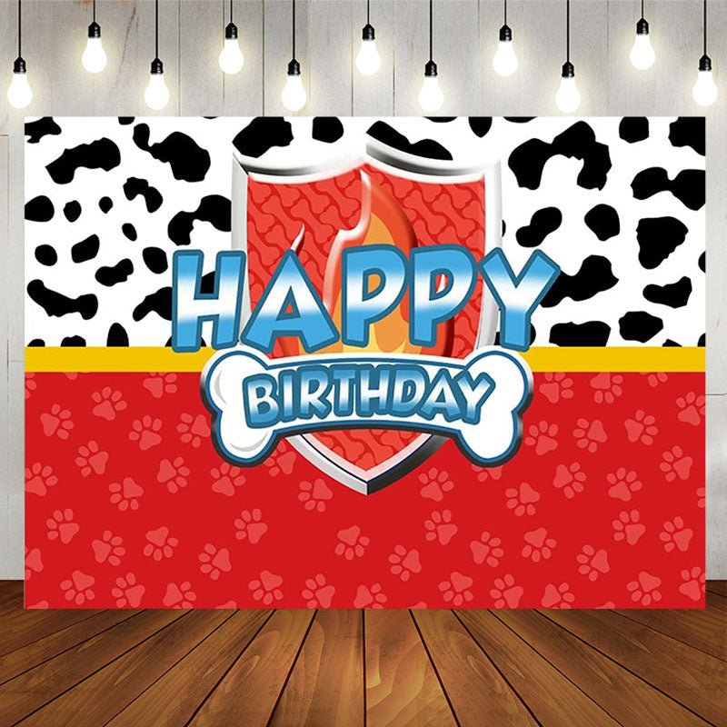 Lofaris Cow Pattern Dog Footprint Birthday Backdrop For Kids