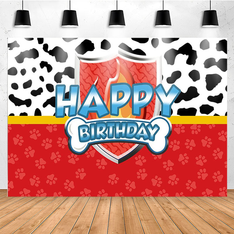 Lofaris Cow Pattern Dog Footprint Birthday Backdrop For Kids