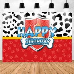 Lofaris Cow Pattern Dog Footprint Birthday Backdrop For Kids