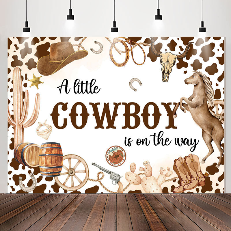 Lofaris Cowboy On The Way Redeo Spots Baby Shower Backdrop