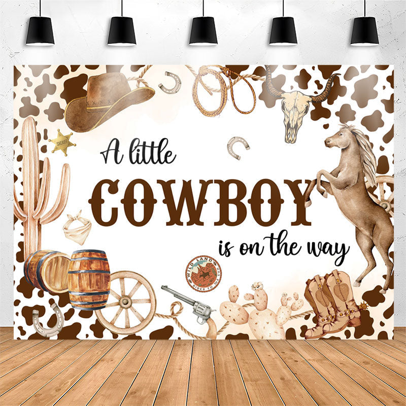 Lofaris Cowboy On The Way Redeo Spots Baby Shower Backdrop