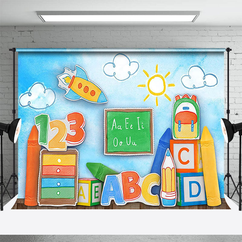 Lofaris Crayon Bookshelf Blackboard Back To School Backdrop