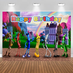 Lofaris Crayon Rainbow Cartoon Kits Happy Birthday Backdrop