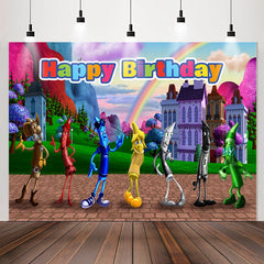 Lofaris Crayon Rainbow Cartoon Kits Happy Birthday Backdrop