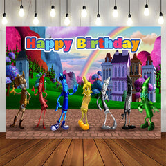 Lofaris Crayon Rainbow Cartoon Kits Happy Birthday Backdrop