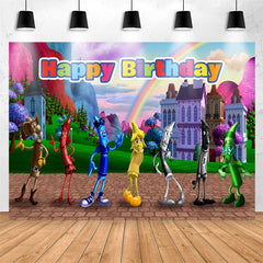 Lofaris Crayon Rainbow Cartoon Kits Happy Birthday Backdrop