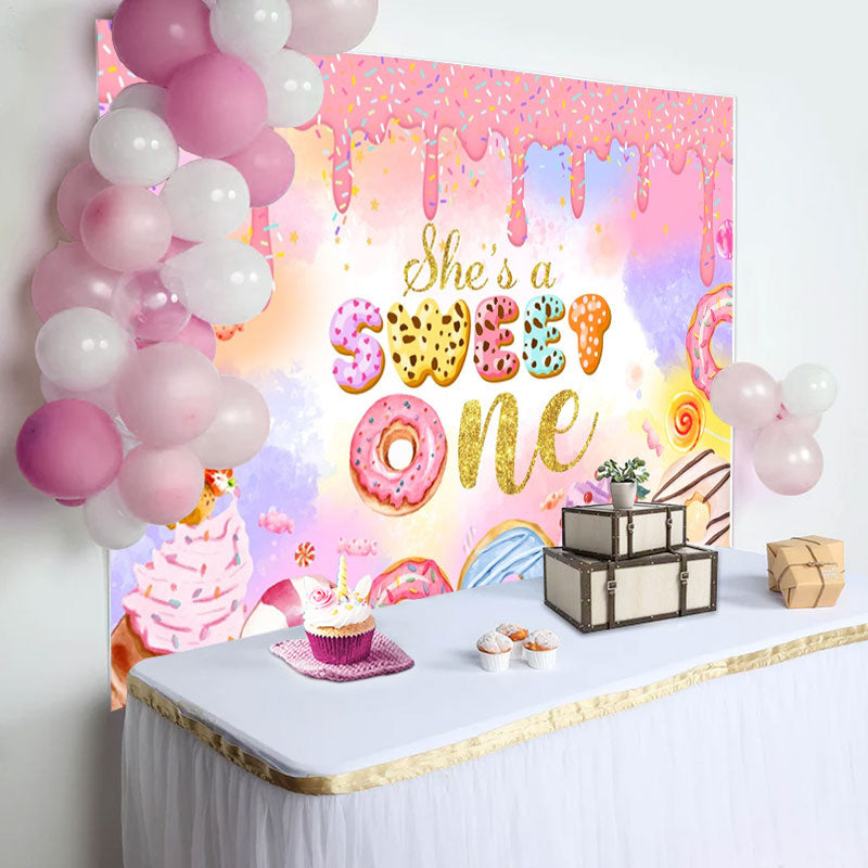 Lofaris Creamy Ice Cream Cupcake Sweet 1st Birthday Backdrop
